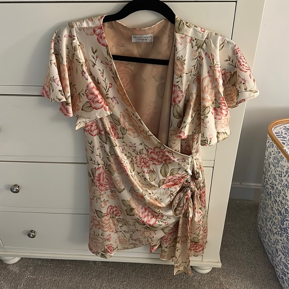 Beautiful gold floral wrap dress